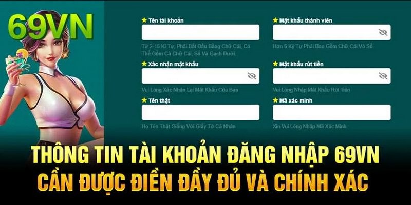 Thông tin tài khoản cần cung cấp chính xác